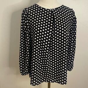 Monteau Black and White Polka Dot Top in Size Large NWT